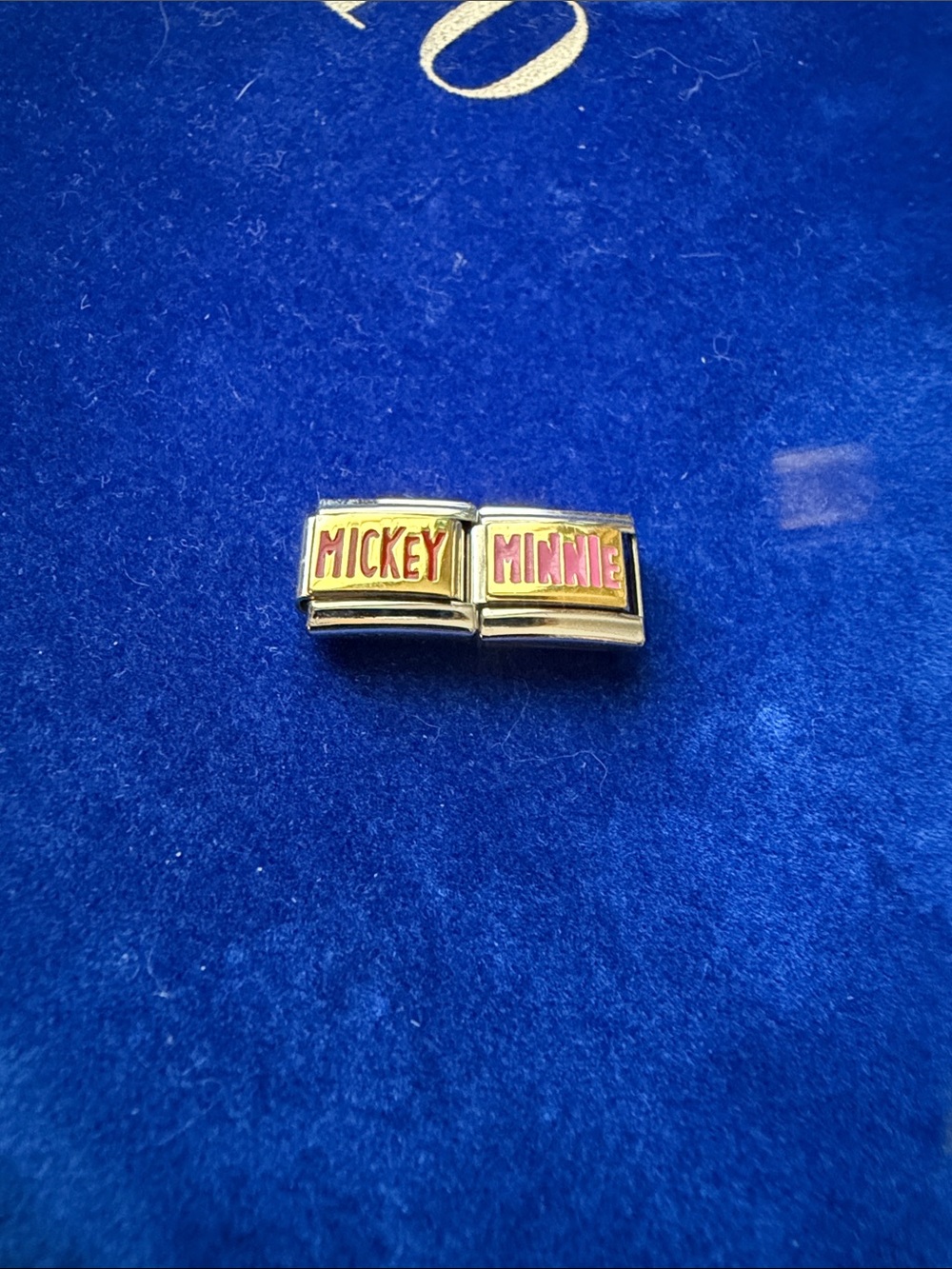 Disney Gold-Tone 'Mickey' and 'Minnie' Italian Charm Links